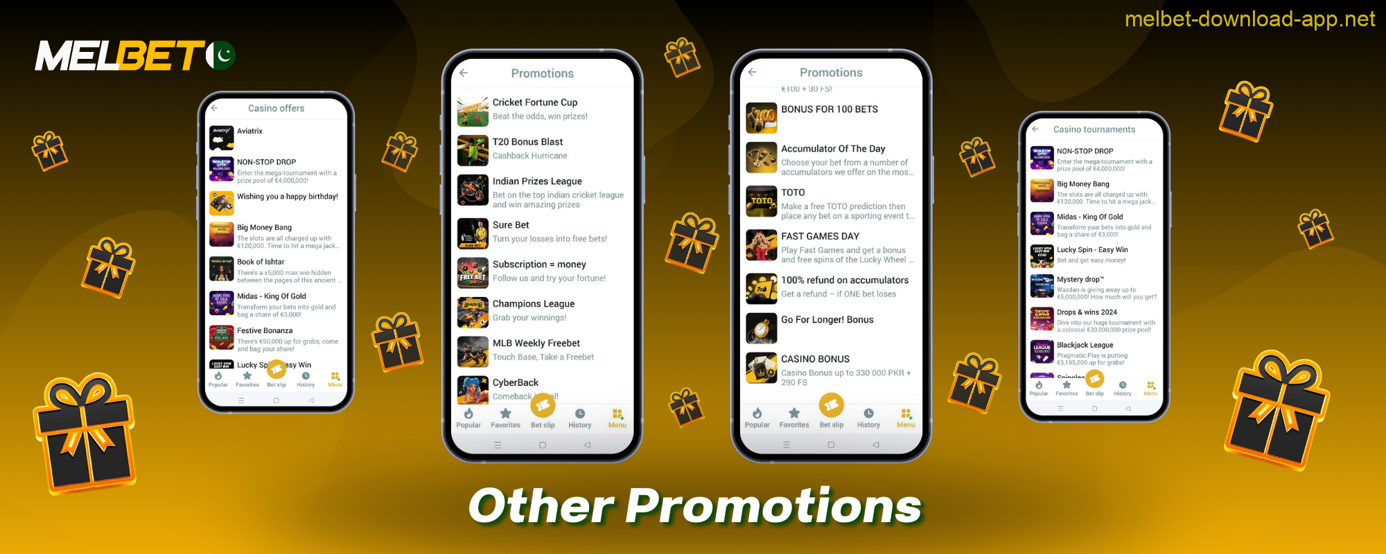 The Melbet app has many promotions and bonuses for registered users from Pakistan